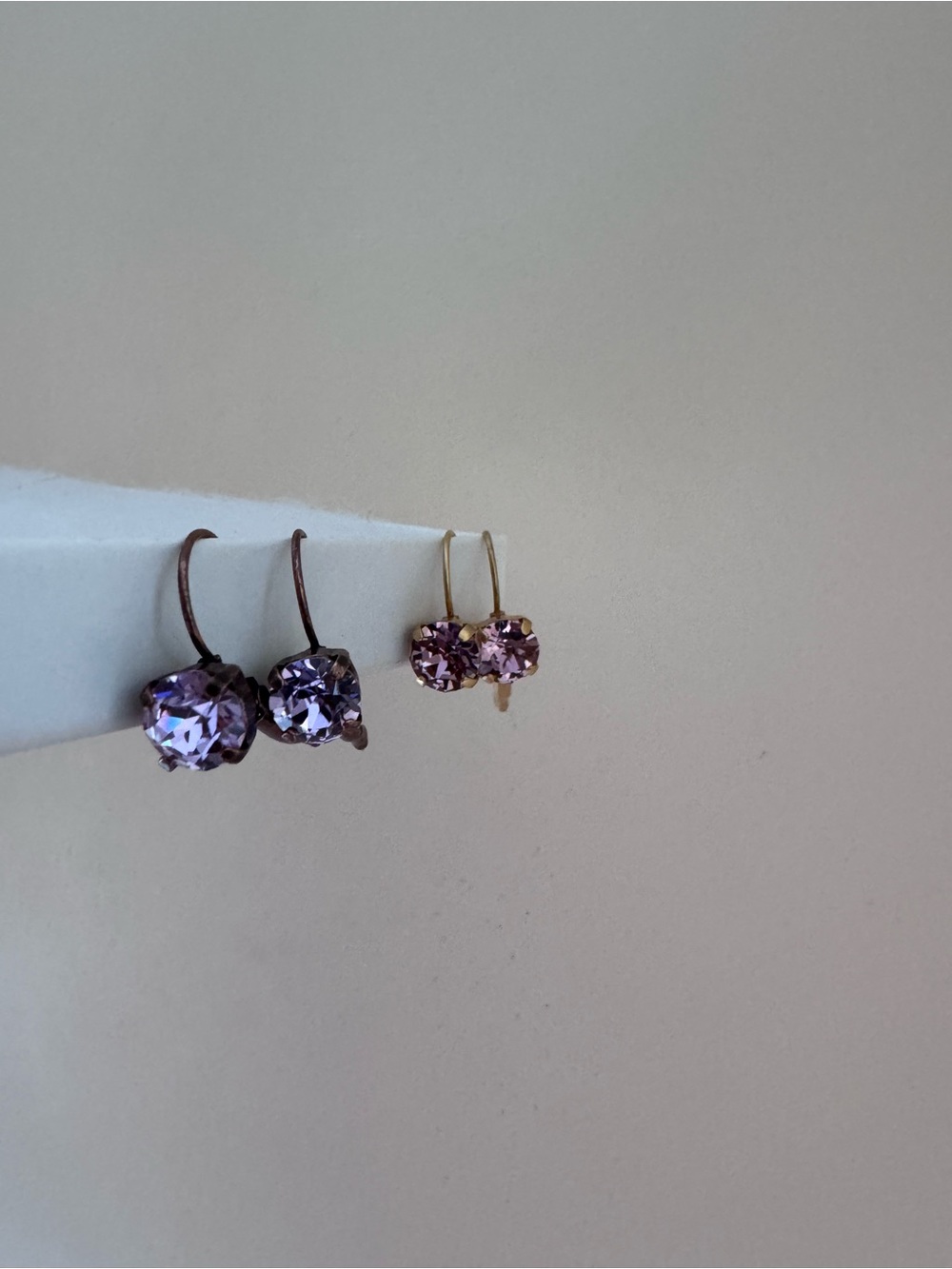 Earring Duet - Lavender Crystal Drop Earrings - Purple Gem Dangle Earrings